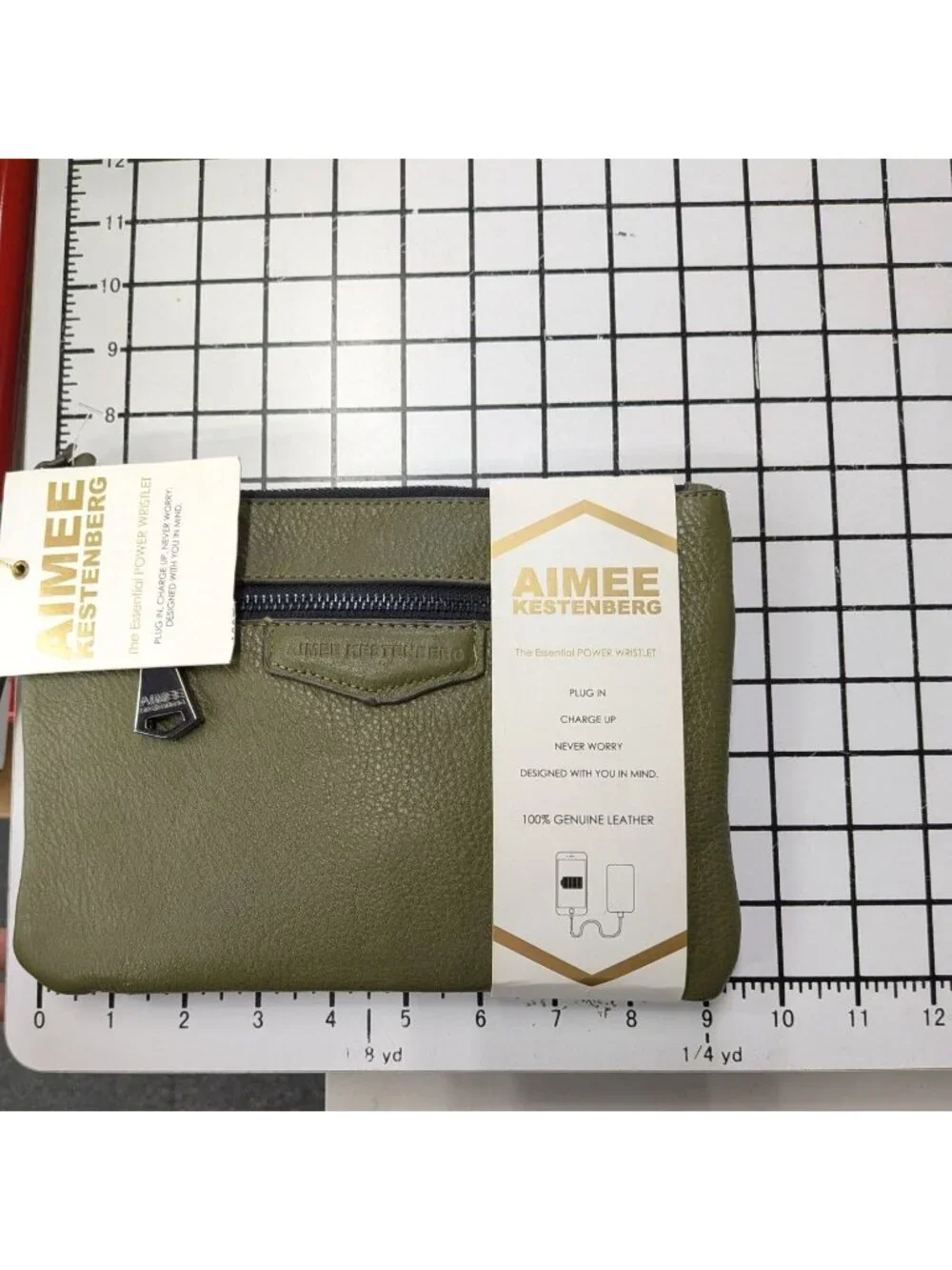 Aimee Kestenberg Leather Wristlet Power Charger Wallet Minimalist Everyday Small